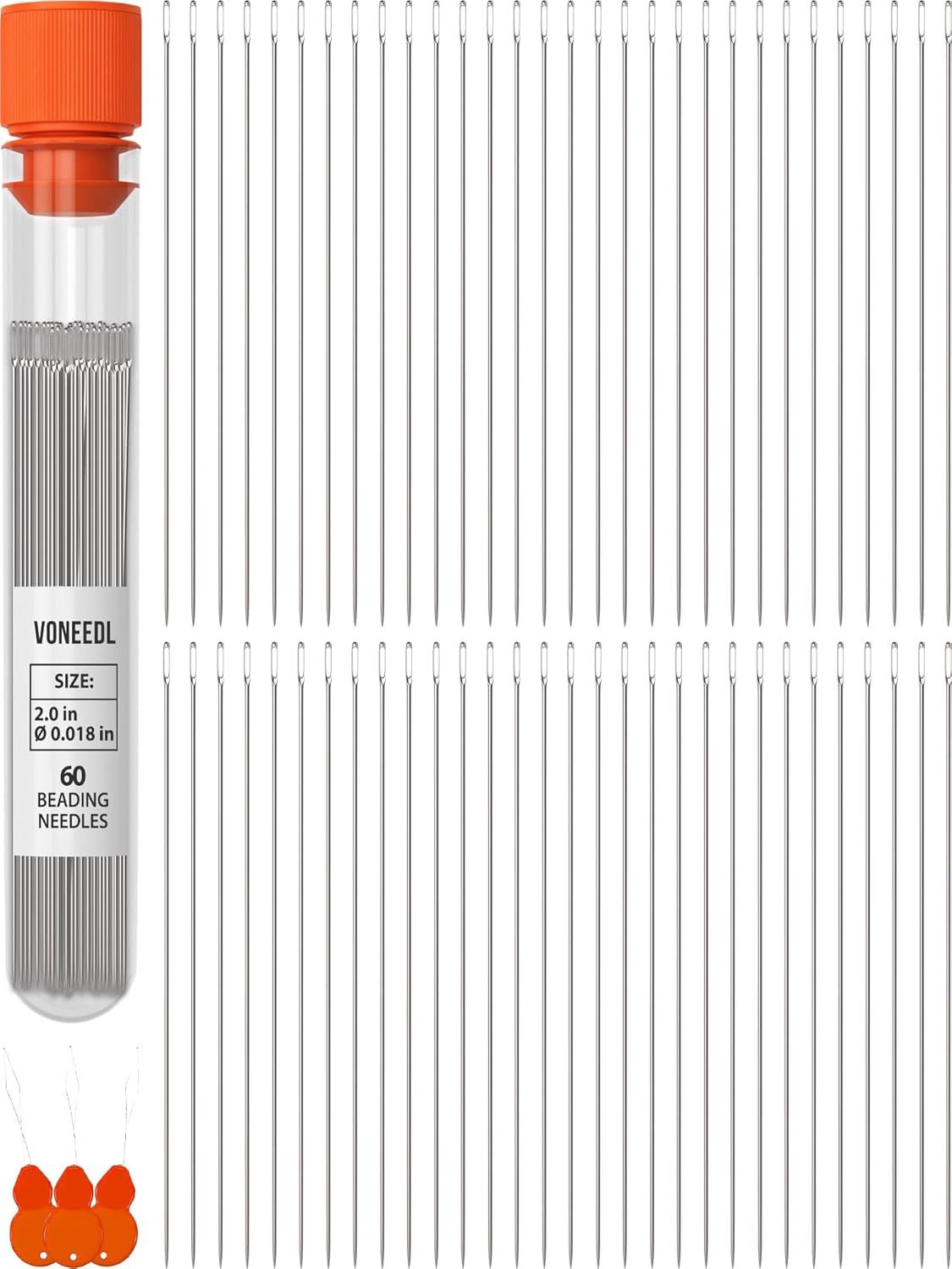 60 Straight Beading Needles with Convenient Storage Tube Size 10-0.45mm (0.017in) Extra Fine Seed Beads Needles - Perfect Bead and Sequin Embroidery, Jewelry Making, Crafting, and DIY