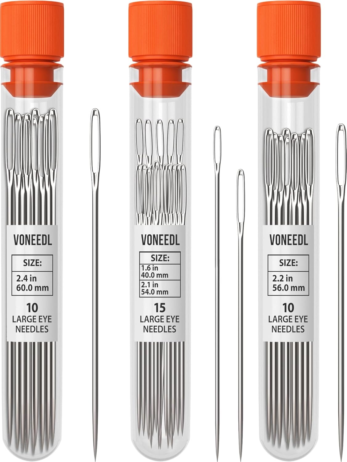 35 PCS Large Eye Sharp Hand Sewing Needles 4 Assorted Sizes - Easy Threading Embroidery Needles - Perfect for Quilting, Crafting, Darning, Weave, Crochet, and DIY