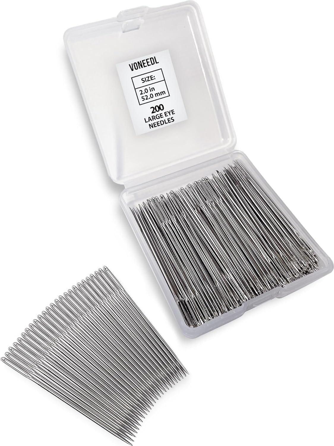 200 PCS Large Eye Heavy Duty Sewing Needles - Bulk Set of 2 inch Big Eye Embroidery Needles - Easy to Thread Quilting Needles