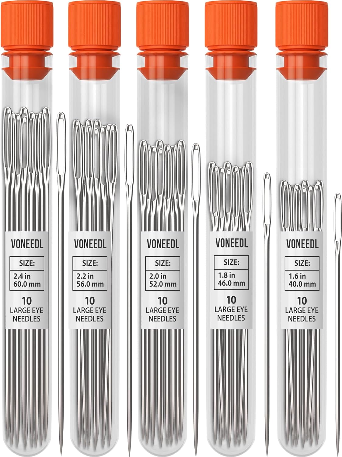 50 PCS Large Eye Sturdy Hand Sewing Needles - Easy to Thread Embroidery Needles - Big Eye Cross Stitch, Quilting, Crewel, Darning, Crafting Needles